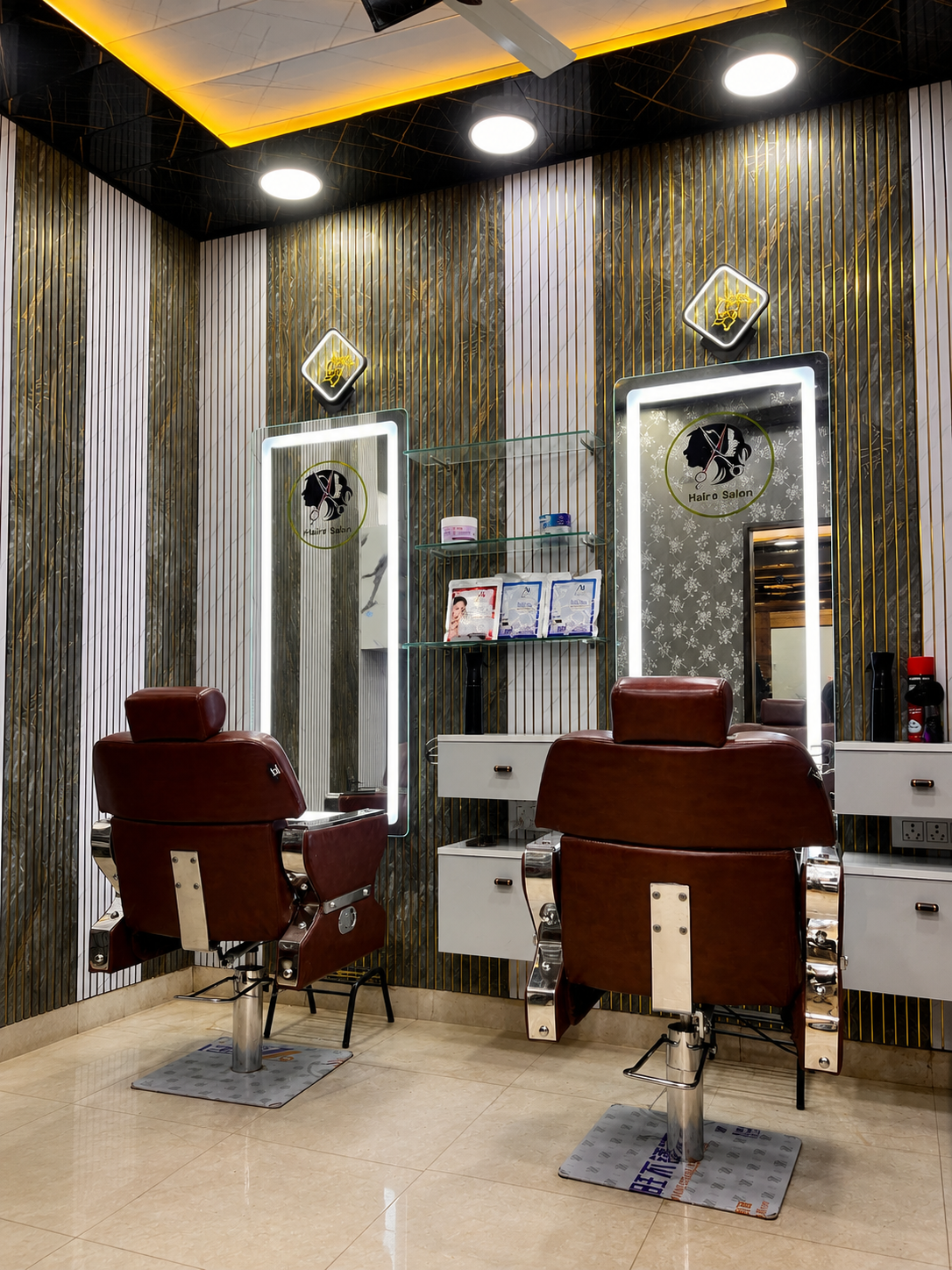 Styling stations with backlit mirrors